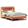 Lit bibliothèque sans matelas cire marron 150x200 cm pin massif 
