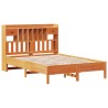 Lit bibliothèque sans matelas cire marron 150x200 cm pin massif 