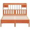 Lit bibliothèque sans matelas cire marron 150x200 cm pin massif 