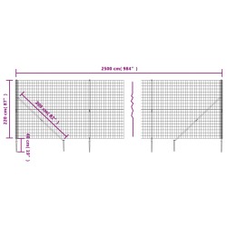 Clôture en treillis métallique et piquet d'ancrage vert 2,2x25m 