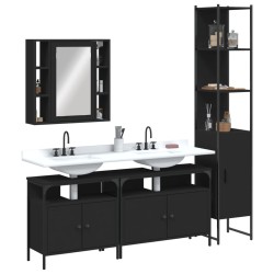 Ensemble d’armoires salle de bain 4 pcs noir bois d'ingénierie 