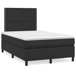 Sommier à lattes de lit avec matelas noir 120x190 cm similicuir 