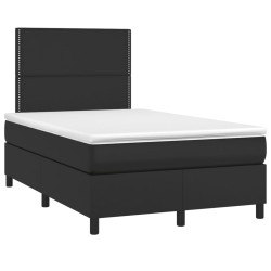 Sommier à lattes de lit avec matelas noir 120x190 cm similicuir 