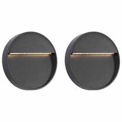 Appliques murales à LED d'extérieur 2 pcs 3 W Noir Rond 
