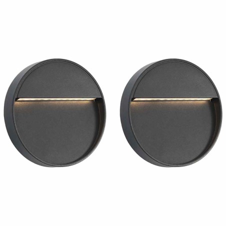 Appliques murales à LED d'extérieur 2 pcs 3 W Noir Rond 