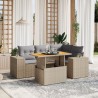 Salon de jardin avec coussins 5 pcs beige résine tressée 