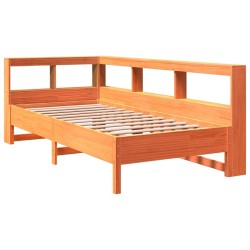 Lit bibliothèque sans matelas cire marron 90x190 cm pin massif 