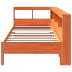 Lit bibliothèque sans matelas cire marron 90x190 cm pin massif 