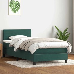 Sommier à lattes de lit et matelas vert foncé 80x220 cm velours 