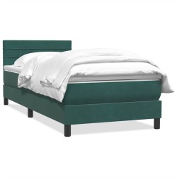 Sommier à lattes de lit et matelas vert foncé 80x220 cm velours 