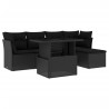 Salon de jardin 6 pcs avec coussins noir résine tressée 