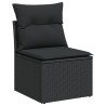 Salon de jardin 6 pcs avec coussins noir résine tressée 