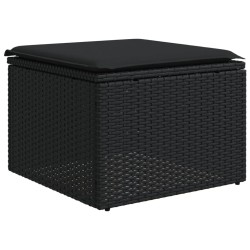 Salon de jardin 6 pcs avec coussins noir résine tressée 