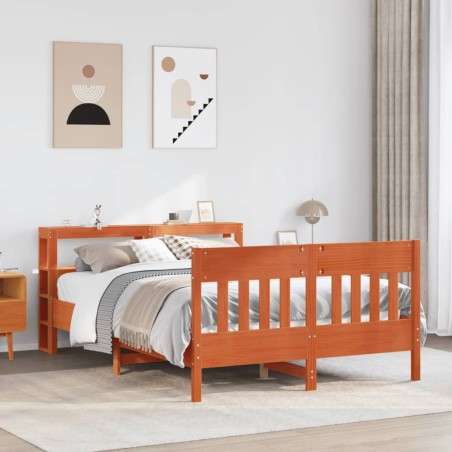 Cadre de lit sans matelas cire marron 120x200cm bois pin massif 