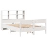 Lit bibliothèque sans matelas blanc 140x190 cm bois pin massif 