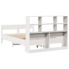 Lit bibliothèque sans matelas blanc 140x190 cm bois pin massif 