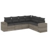 Salon de jardin 6 pcs avec coussins gris clair résine tressée 