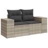 Salon de jardin 6 pcs avec coussins gris clair résine tressée 