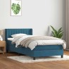 Sommier à lattes de lit et matelas bleu foncé 90x220 cm velours 