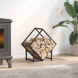Portant de bois chauffage noir 50x25x50 cm 