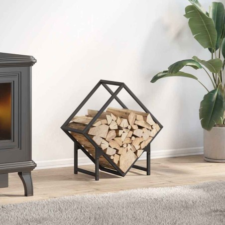 Portant de bois chauffage noir 50x25x50 cm 