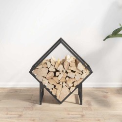 Portant de bois chauffage noir 50x25x50 cm 