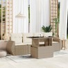 Salon de jardin avec coussins 5 pcs beige résine tressée 