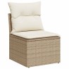 Salon de jardin avec coussins 5 pcs beige résine tressée 