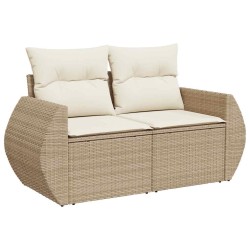 Salon de jardin avec coussins 5 pcs beige résine tressée 