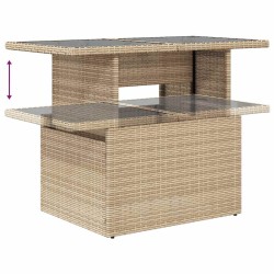 Salon de jardin avec coussins 5 pcs beige résine tressée 