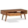 Table basse Bois massif avec tiroir sculpté 100x50x40 cm 