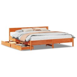 Cadre de lit sans matelas cire marron 200x200cm bois pin massif 