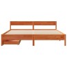 Cadre de lit sans matelas cire marron 200x200cm bois pin massif 