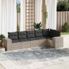 Salon de jardin 6 pcs avec coussins gris clair résine tressée 