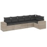 Salon de jardin 6 pcs avec coussins gris clair résine tressée 