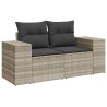 Salon de jardin 6 pcs avec coussins gris clair résine tressée 