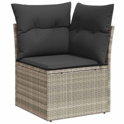 Salon de jardin 6 pcs avec coussins gris clair résine tressée 