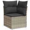 Salon de jardin 6 pcs avec coussins gris clair résine tressée 