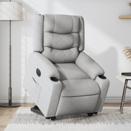 Fauteuil inclinable électrique gris clair tissu 