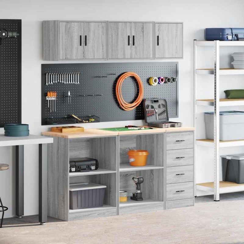 Armoires de garage 6 pcs sonoma gris bois d'ingénierie 