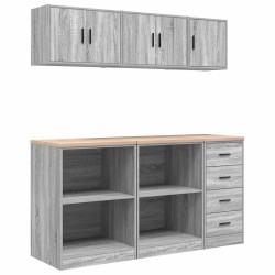 Armoires de garage 6 pcs sonoma gris bois d'ingénierie 
