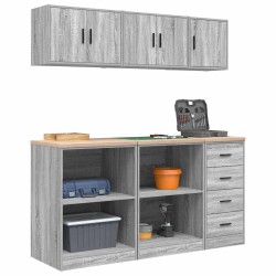 Armoires de garage 6 pcs sonoma gris bois d'ingénierie 