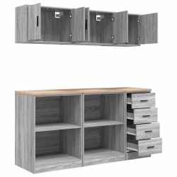 Armoires de garage 6 pcs sonoma gris bois d'ingénierie 