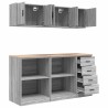 Armoires de garage 6 pcs sonoma gris bois d'ingénierie 