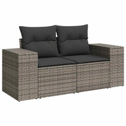 Salon de jardin 6 pcs avec coussins gris clair résine tressée 