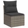Salon de jardin 6 pcs avec coussins gris clair résine tressée 