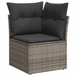 Salon de jardin 6 pcs avec coussins gris clair résine tressée 