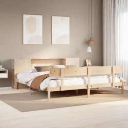 Lit bibliothèque sans matelas 180x200 cm bois massif de pin 