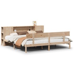Lit bibliothèque sans matelas 180x200 cm bois massif de pin 