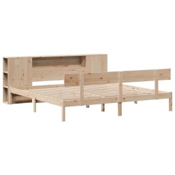 Lit bibliothèque sans matelas 180x200 cm bois massif de pin 
